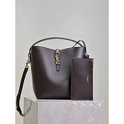 YSL LE 37 Shiny Leather Dark Brown 25x20x16cm - 1