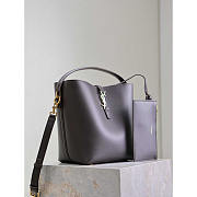 YSL LE 37 Shiny Leather Dark Brown 25x20x16cm - 5
