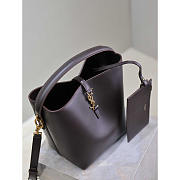 YSL LE 37 Shiny Leather Dark Brown 25x20x16cm - 4