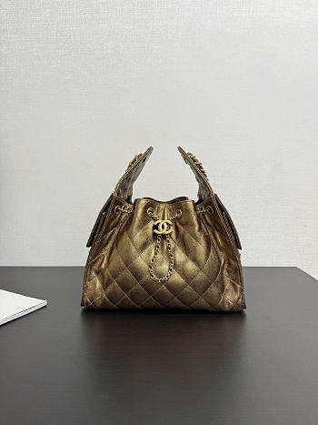 Chanel 25 Small Handbag Calfskin Gold 30x26x14cm