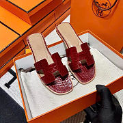 Hermes Oran Burgundy Crocodile slides - 4