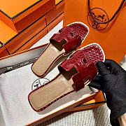 Hermes Oran Burgundy Crocodile slides - 5
