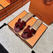 Hermes Oran Burgundy Crocodile slides - 2