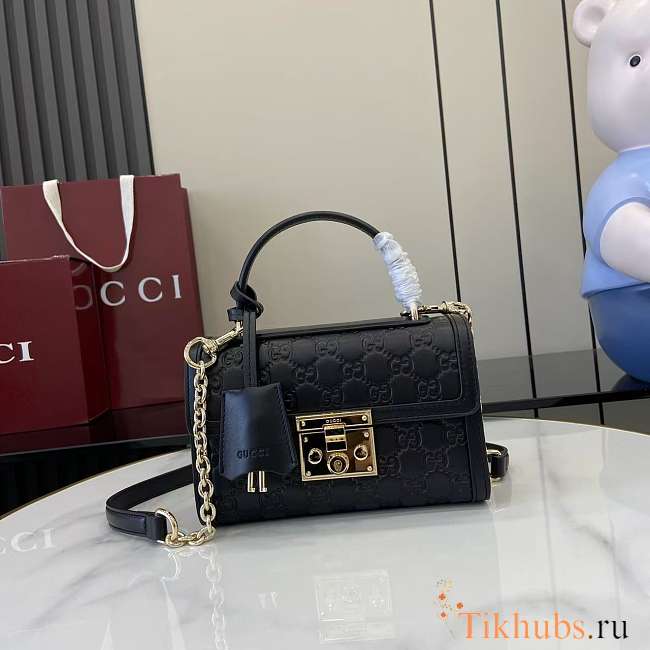 Gucci Small Padlock Top Handle Bag Black 20x13.5x8cm - 1
