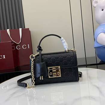 Gucci Small Padlock Top Handle Bag Black 20x13.5x8cm