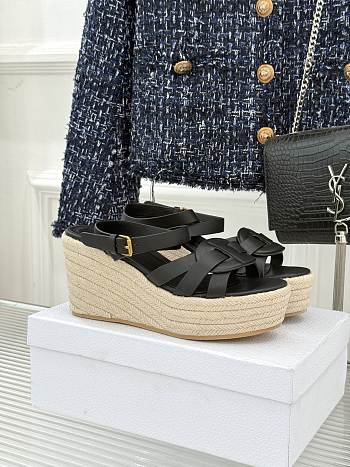 Dior D-Club Wedge Sandal Black Calfskin 9.5cm