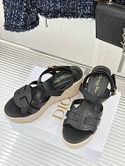Dior D-Club Wedge Sandal Black Calfskin 9.5cm - 3