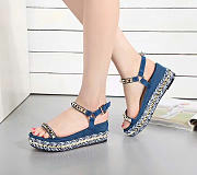 Christian Louboutin Blue Suede Stud Cataclou Denim Sandals - 5