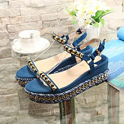 Christian Louboutin Blue Suede Stud Cataclou Denim Sandals - 4