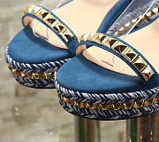 Christian Louboutin Blue Suede Stud Cataclou Denim Sandals - 3