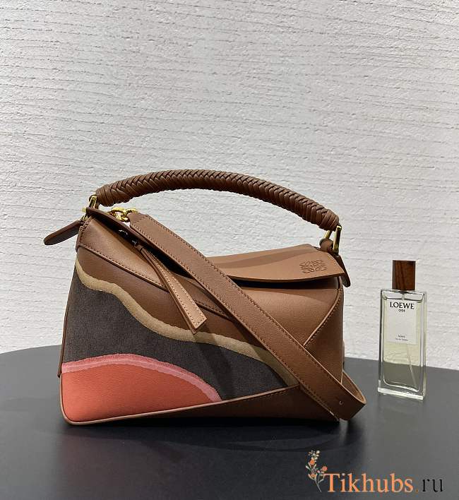 Loewe Small Puzzle Edge Landscape Bag Calfskin Parrot Pink 24x10x14cm - 1