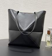 Loewe Medium Puzzle Fold Tote Shiny Calfskin Black 31.5x14.5x25.5cm - 5