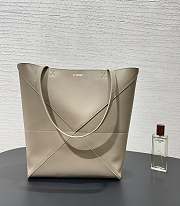Loewe Medium Puzzle Fold Tote Shiny Calfskin Grey 31.5x14.5x25.5cm - 1