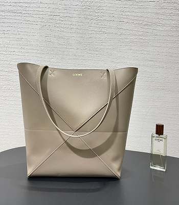 Loewe Medium Puzzle Fold Tote Shiny Calfskin Grey 31.5x14.5x25.5cm