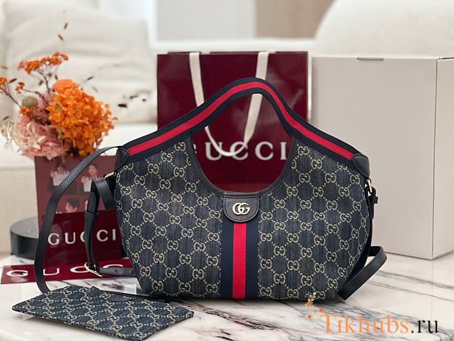 Gucci Giglio Small Tote Bag Blue 25x20x15cm - 1