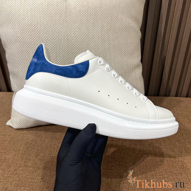 Alexander McQueen White Blue Suede Sneaker - 1