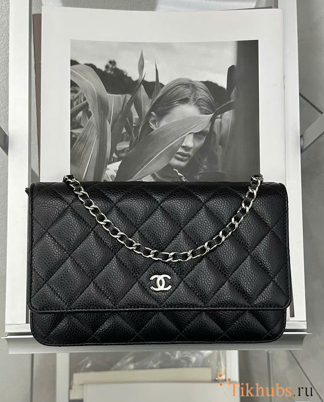 Chanel Woc Wallet Chain Bag Caviar Black Silver 19x12x3cm - 1
