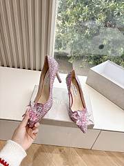  Jimmy Choo Rose Mix Suede and Crystal Covered Pointy Toe Pumps - 6