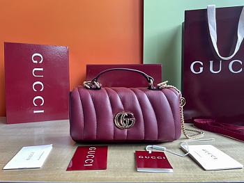 Gucci GG Marmont mini top handle bag in a burgundy or bordeaux color size 21cm
