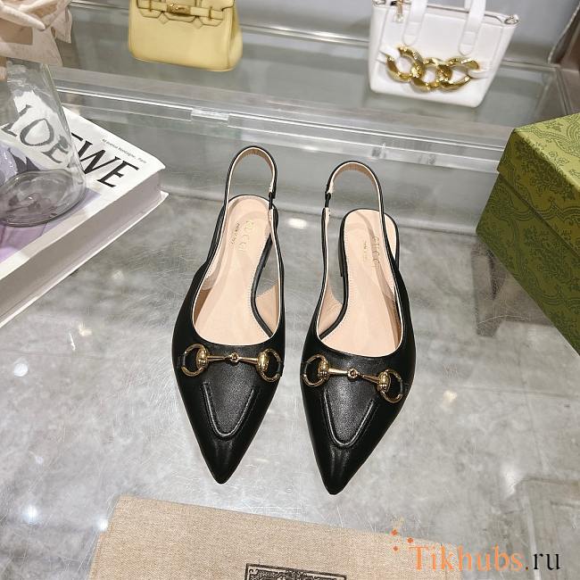 Gucci Flat Black Slingback Pumps - 1