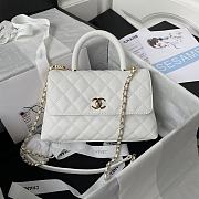 Chanel Small Coco Handle Flap Bag in white caviar leather with light gold hardware 23cm - 1