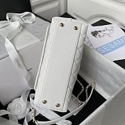 Chanel Small Coco Handle Flap Bag in white caviar leather with light gold hardware 23cm - 6