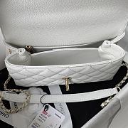 Chanel Small Coco Handle Flap Bag in white caviar leather with light gold hardware 23cm - 5