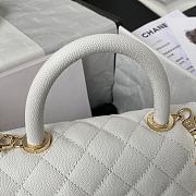 Chanel Small Coco Handle Flap Bag in white caviar leather with light gold hardware 23cm - 4