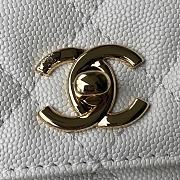 Chanel Small Coco Handle Flap Bag in white caviar leather with light gold hardware 23cm - 3