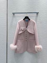 Prada pink wool coat with fur cuffs - 1