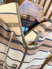 Burberry Hooded Striped Leather-Trimmed Wool Coat.  - 2