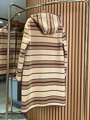 Burberry Hooded Striped Leather-Trimmed Wool Coat.  - 4