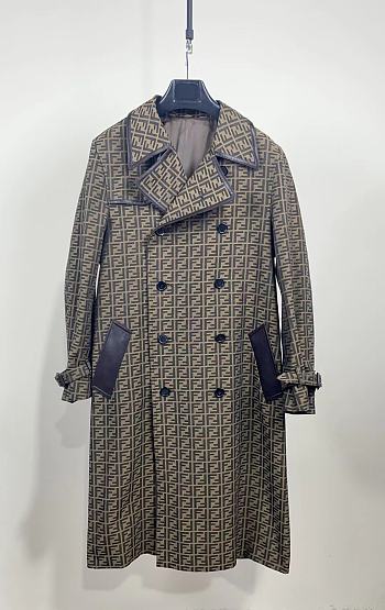 Fendi FF Jacquard Double-Breasted Trench Coat. 