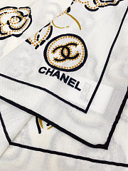  Chanel scarf, featuring a white background with a pattern flower of black 140*140cm - 6