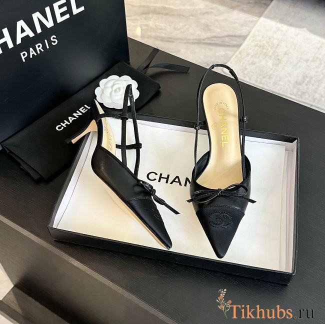 Chanel Mary Jane style slingback heels black  high 6.5cm - 1