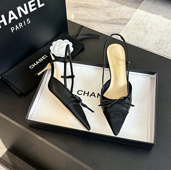 Chanel Mary Jane style slingback heels black  high 6.5cm
