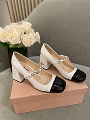 Miu Miu patent leather Mary Jane pumps white and black high 6.5cm - 5