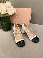 Miu Miu patent leather Mary Jane pumps white and black high 6.5cm - 3