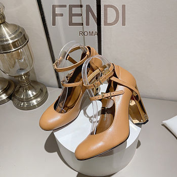 Fendi Delfina Dove Brown Leather High-heeled Court Shoes heel 10cn