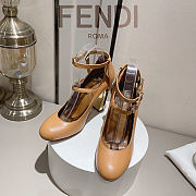 Fendi Delfina Dove Brown Leather High-heeled Court Shoes heel 10cn - 6
