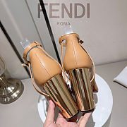 Fendi Delfina Dove Brown Leather High-heeled Court Shoes heel 10cn - 5