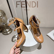 Fendi Delfina Dove Brown Leather High-heeled Court Shoes heel 10cn - 4
