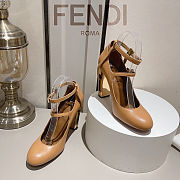 Fendi Delfina Dove Brown Leather High-heeled Court Shoes heel 10cn - 3