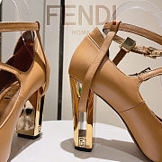 Fendi Delfina Dove Brown Leather High-heeled Court Shoes heel 10cn - 2