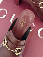 Gucci Horsebit platform mules in a burgundy color 13cm - 5