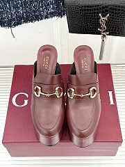 Gucci Horsebit platform mules in a burgundy color 13cm - 4
