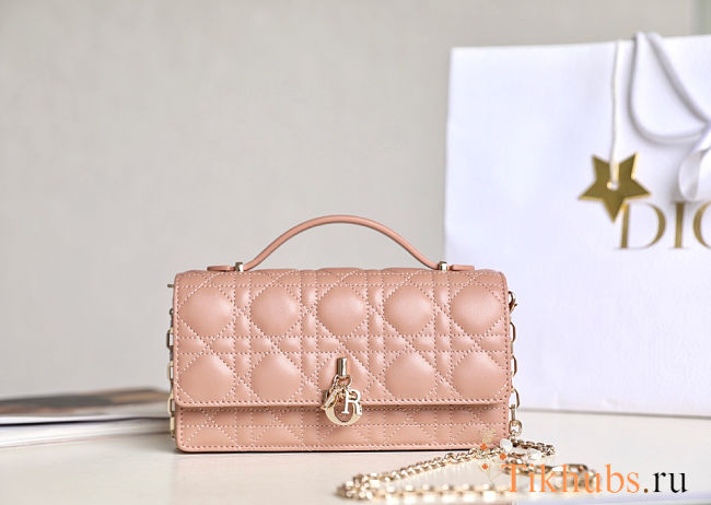 Dior My Dior Mini Bag in Cannage lambskin in pink size 21cm - 1