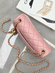 Chanel Mini Camellia Crush Rectangular Flap Rose Clair Lambskin Antique Gold Hardware 20cm - 4