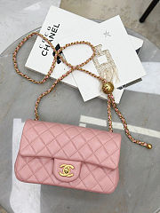 Chanel Mini Camellia Crush Rectangular Flap Rose Clair Lambskin Antique Gold Hardware 20cm - 3