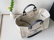 Chanel 22S Small Deauville Tote Mixed Fibers Deauville Tote Beige Black and Gold Hardware 39cm - 6